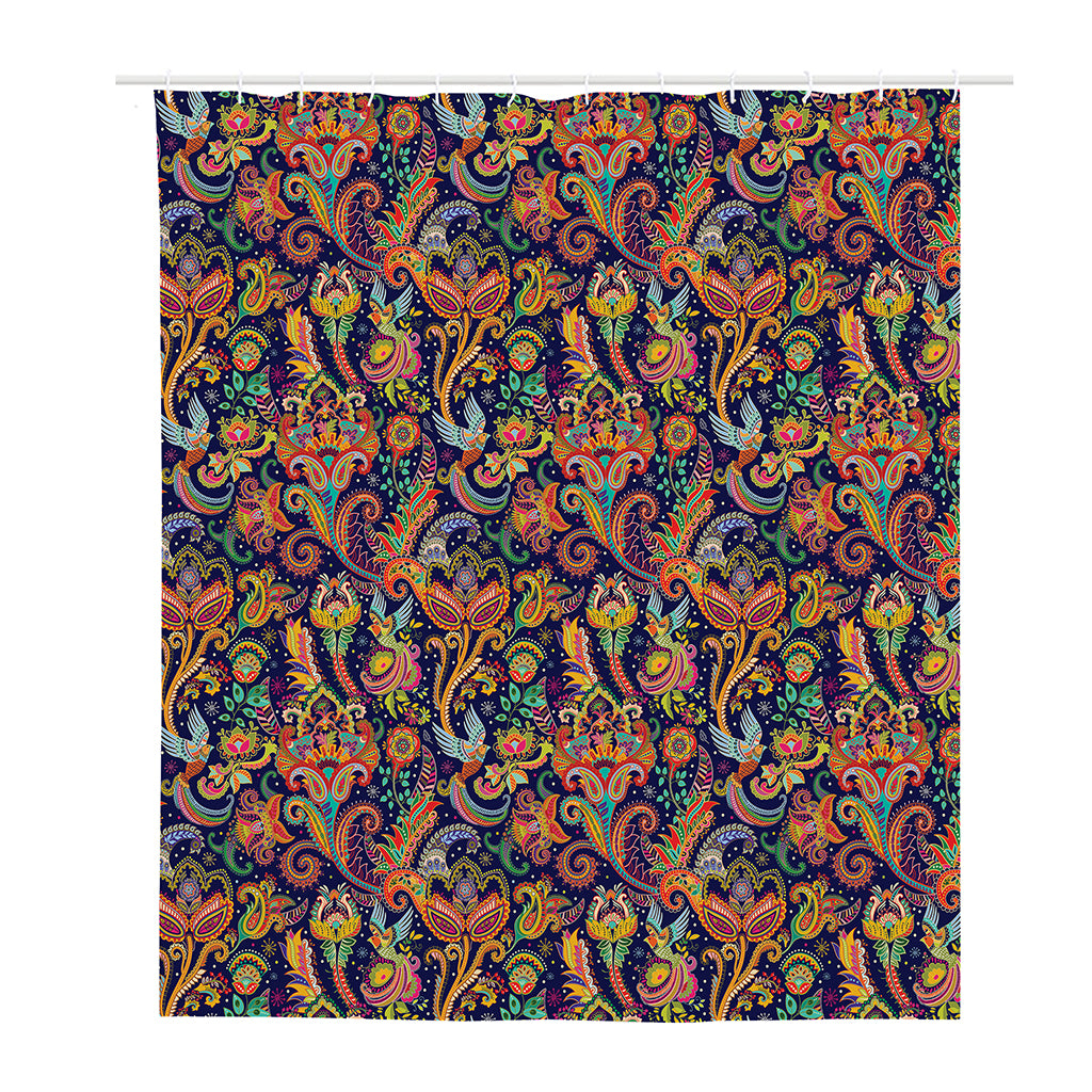 Colorful Indian Paisley Pattern Print Polyester Shower Curtain