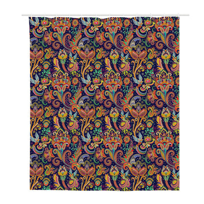 Colorful Indian Paisley Pattern Print Polyester Shower Curtain