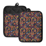Colorful Indian Paisley Pattern Print Pot Holders With Pocket