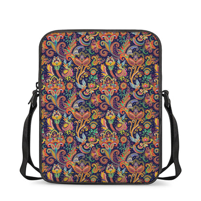 Colorful Indian Paisley Pattern Print Rectangular Crossbody Bag