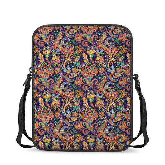 Colorful Indian Paisley Pattern Print Rectangular Crossbody Bag