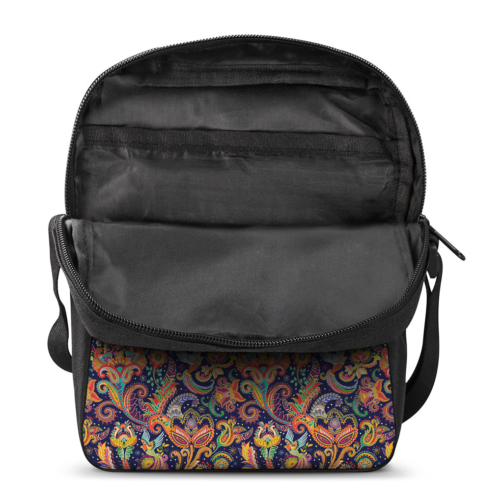 Colorful Indian Paisley Pattern Print Rectangular Crossbody Bag