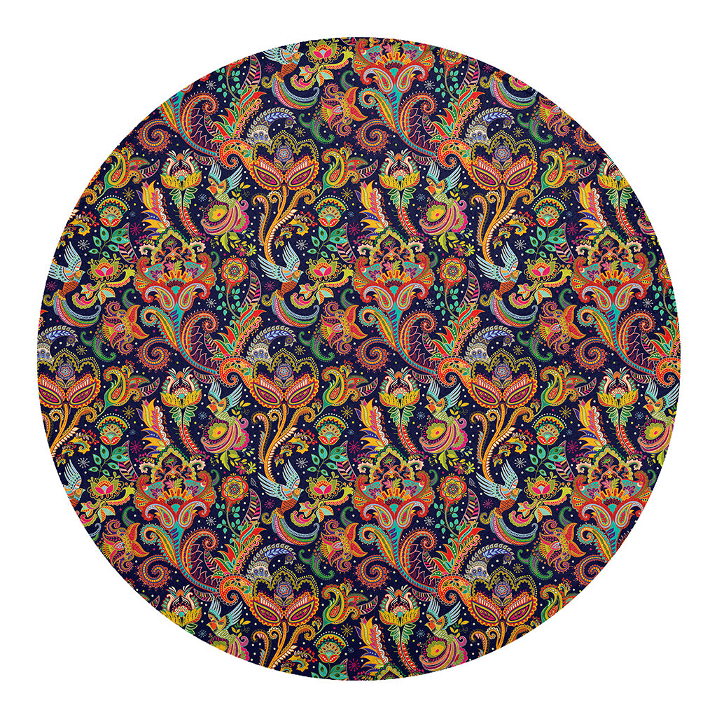 Colorful Indian Paisley Pattern Print Round Blanket