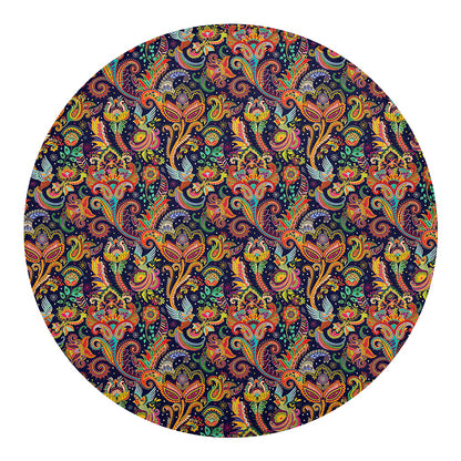 Colorful Indian Paisley Pattern Print Round Blanket