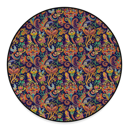 Colorful Indian Paisley Pattern Print Round Floor Mat