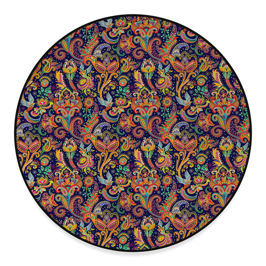 Colorful Indian Paisley Pattern Print Round Floor Mat