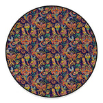 Colorful Indian Paisley Pattern Print Round Floor Mat