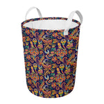 Colorful Indian Paisley Pattern Print Round Laundry Basket