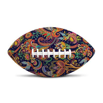 Colorful Indian Paisley Pattern Print Rugby Ball