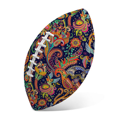 Colorful Indian Paisley Pattern Print Rugby Ball