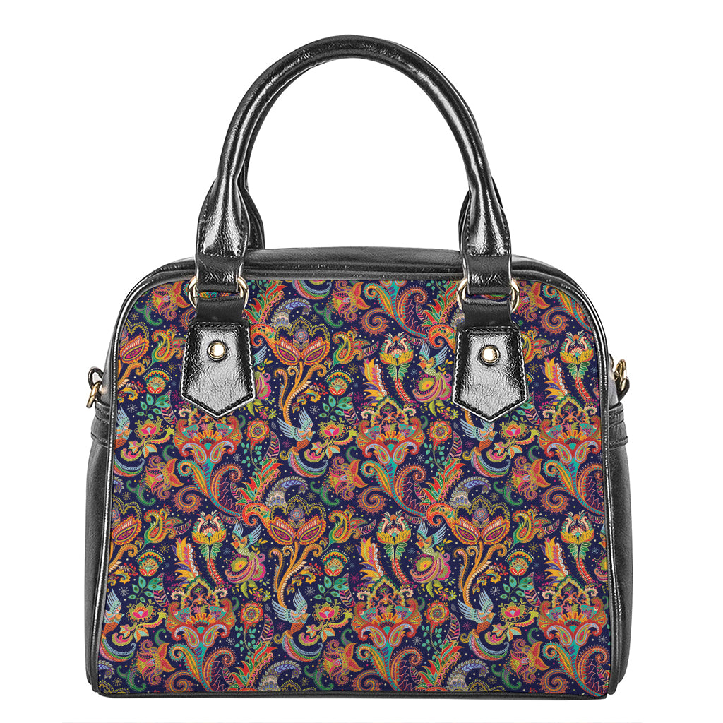 Colorful Indian Paisley Pattern Print Shoulder Handbag