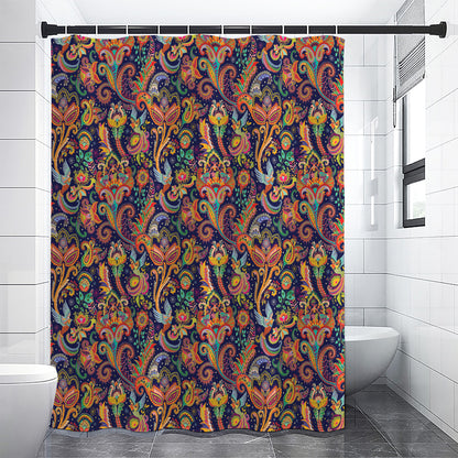 Colorful Indian Paisley Pattern Print Shower Curtain