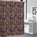 Colorful Indian Paisley Pattern Print Shower Curtain