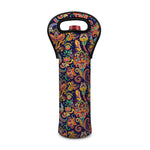 Colorful Indian Paisley Pattern Print Single Neoprene Wine Tote