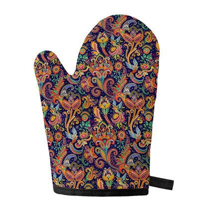 Colorful Indian Paisley Pattern Print Single Oven Mitt