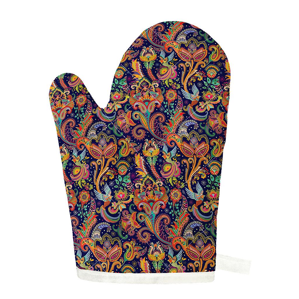 Colorful Indian Paisley Pattern Print Single Oven Mitt