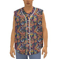 Colorful Indian Paisley Pattern Print Sleeveless Baseball Jersey