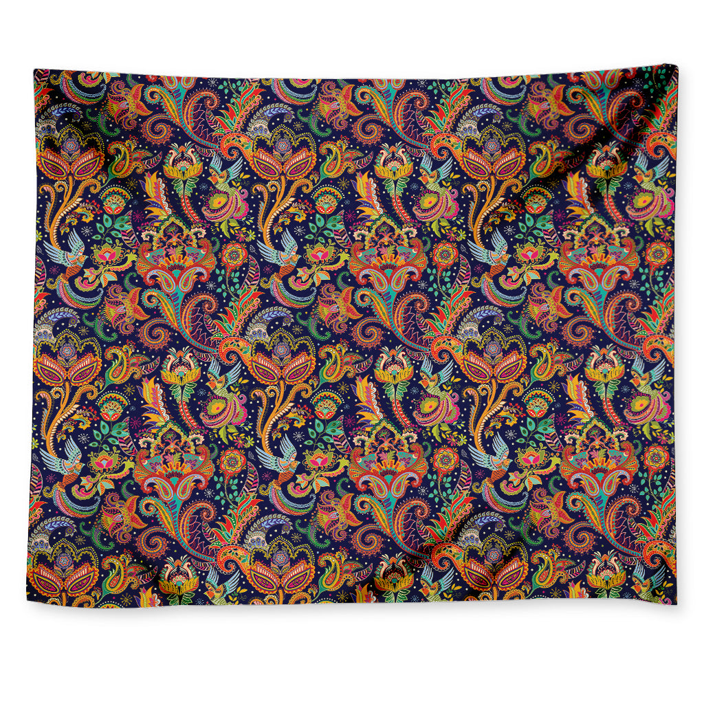 Colorful Indian Paisley Pattern Print Tapestry