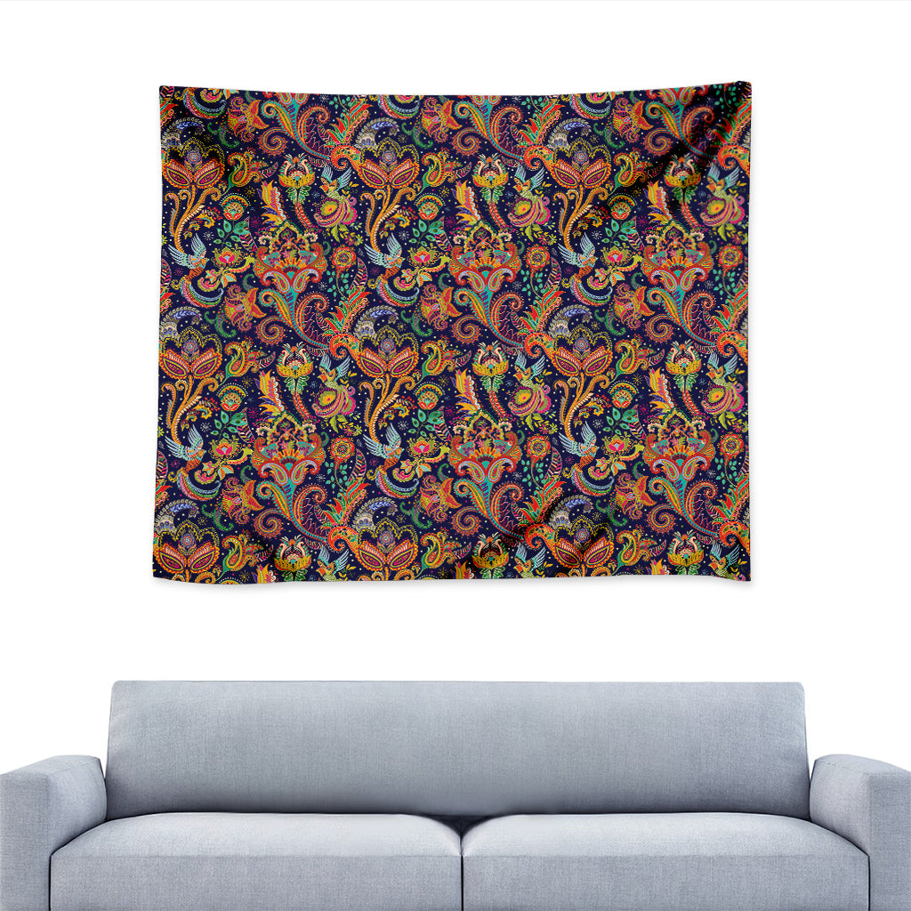 Colorful Indian Paisley Pattern Print Tapestry