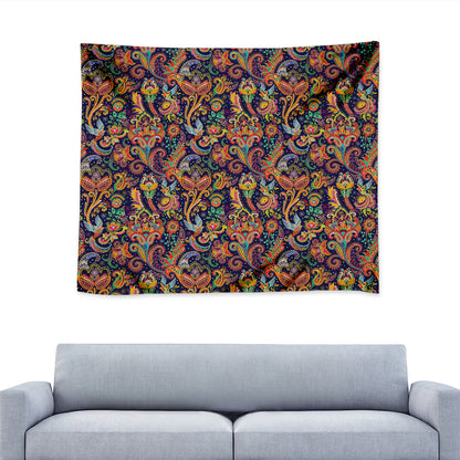 Colorful Indian Paisley Pattern Print Tapestry