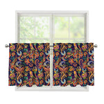 Colorful Indian Paisley Pattern Print Tier Curtains