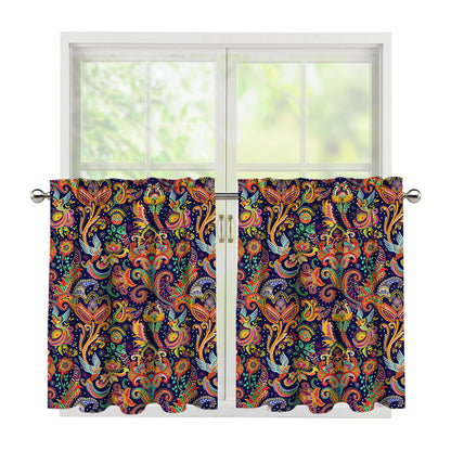 Colorful Indian Paisley Pattern Print Tier Curtains