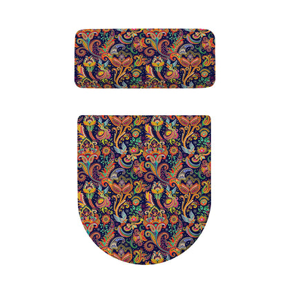 Colorful Indian Paisley Pattern Print Toilet Lid And Tank Cover Set