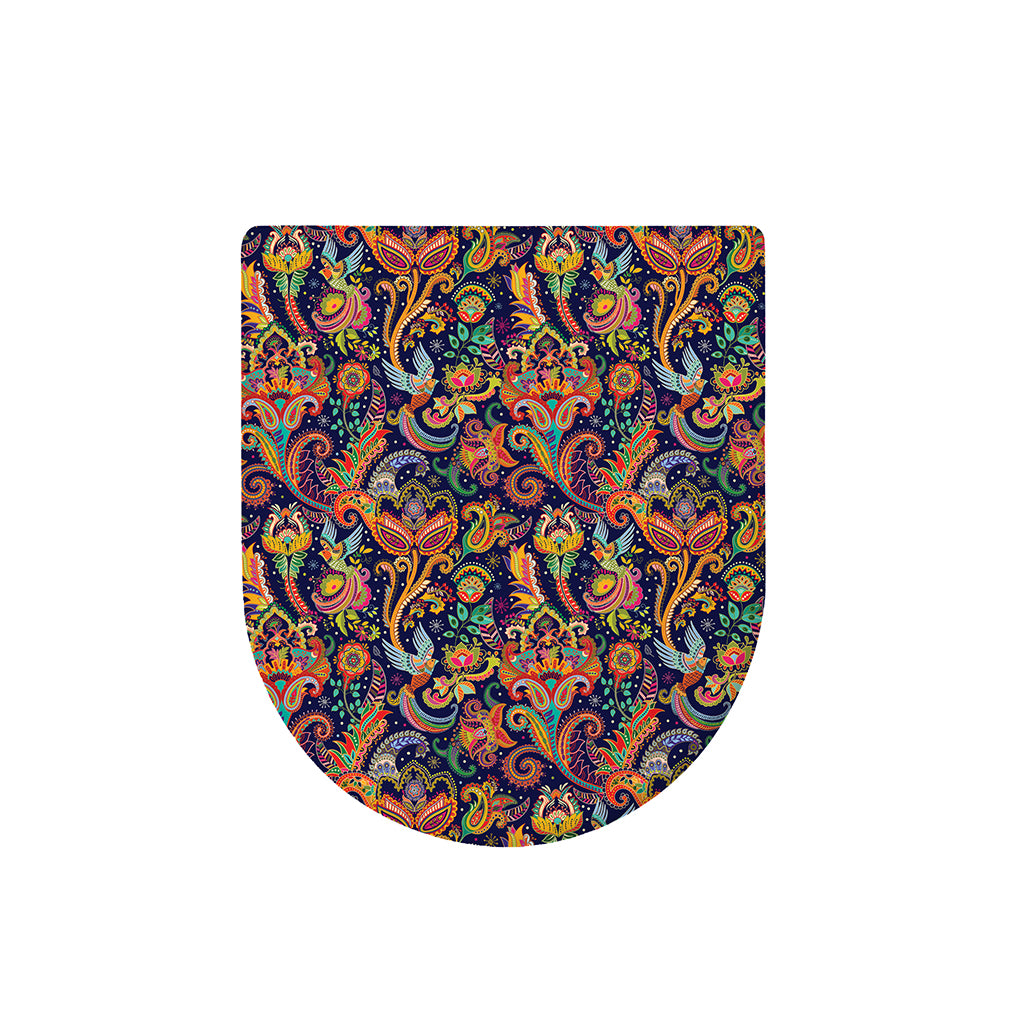 Colorful Indian Paisley Pattern Print Toilet Lid Cover