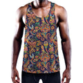 Colorful Indian Paisley Pattern Print Men's Workout Tank Top