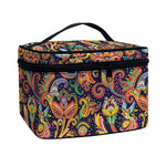Colorful Indian Paisley Pattern Print Travel Makeup Bag