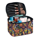 Colorful Indian Paisley Pattern Print Travel Makeup Bag