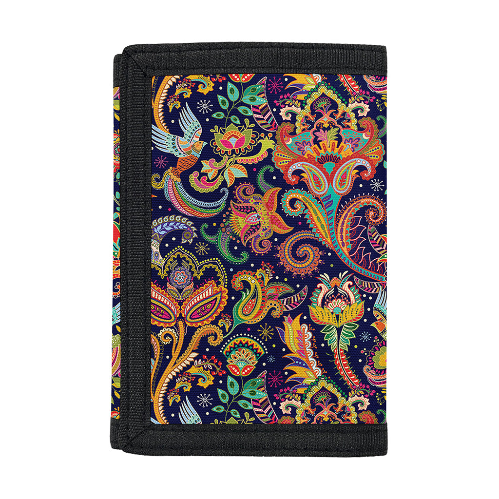 Colorful Indian Paisley Pattern Print Trifold Wallet