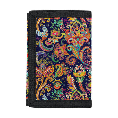 Colorful Indian Paisley Pattern Print Trifold Wallet
