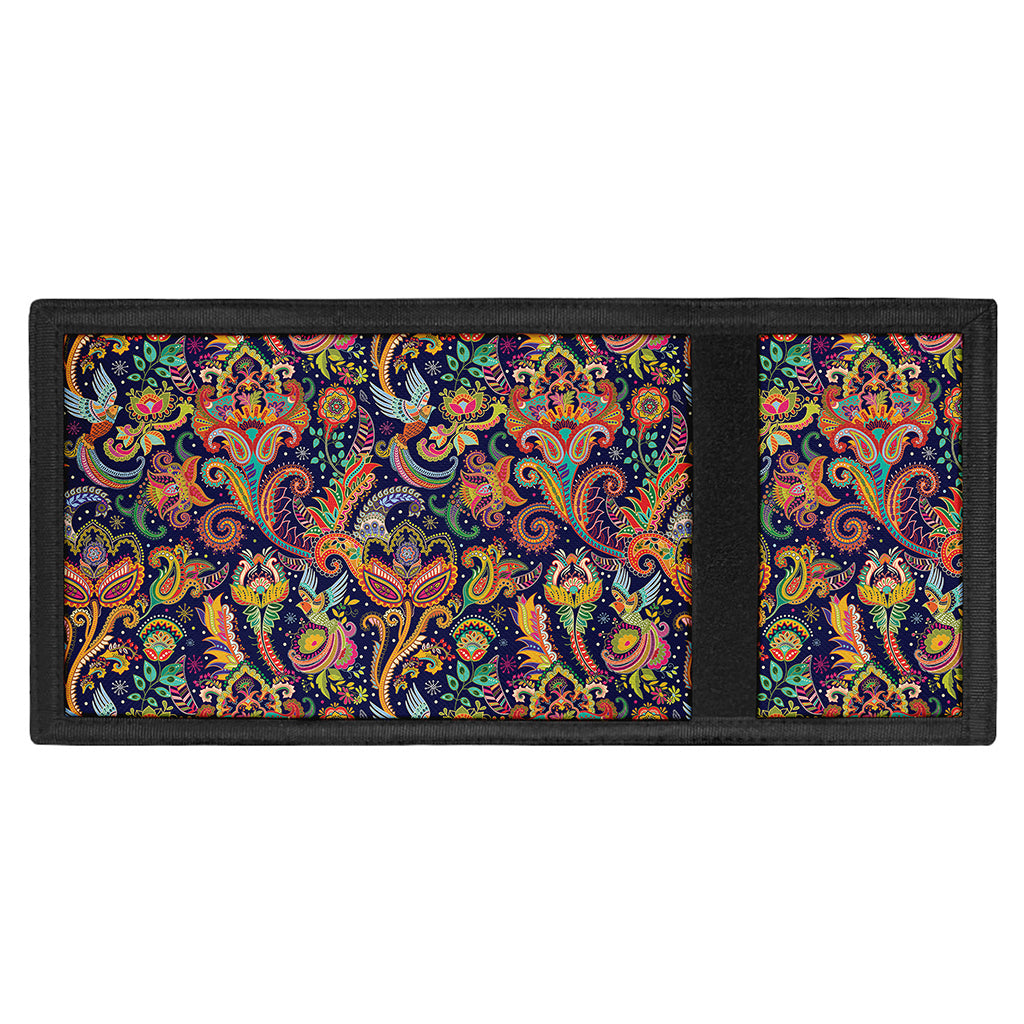 Colorful Indian Paisley Pattern Print Trifold Wallet