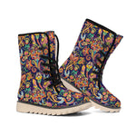 Colorful Indian Paisley Pattern Print Winter Boots