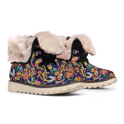 Colorful Indian Paisley Pattern Print Winter Boots