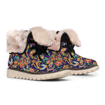 Colorful Indian Paisley Pattern Print Winter Boots