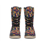 Colorful Indian Paisley Pattern Print Winter Boots