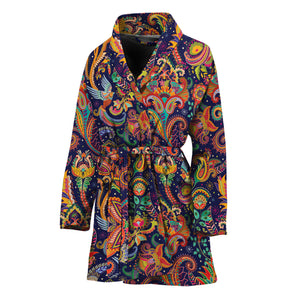 Colorful Indian Paisley Pattern Print Women's Bathrobe