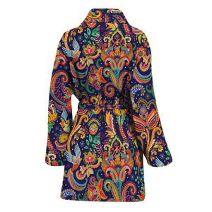 Colorful Indian Paisley Pattern Print Women's Bathrobe