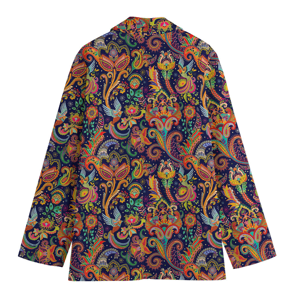 Colorful Indian Paisley Pattern Print Women's Blazer