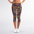 Colorful Indian Paisley Pattern Print Women's Capri Leggings