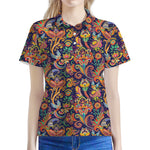 Colorful Indian Paisley Pattern Print Women's Polo Shirt