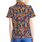 Colorful Indian Paisley Pattern Print Women's Polo Shirt