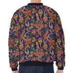 Colorful Indian Paisley Pattern Print Zip Sleeve Bomber Jacket