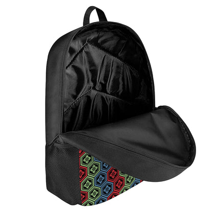 Colorful Japanese Flower Pattern Print 17 Inch Backpack
