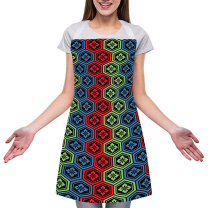 Colorful Japanese Flower Pattern Print Adjustable Apron