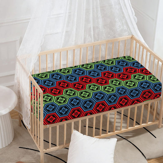 Colorful Japanese Flower Pattern Print Baby Crib Sheet