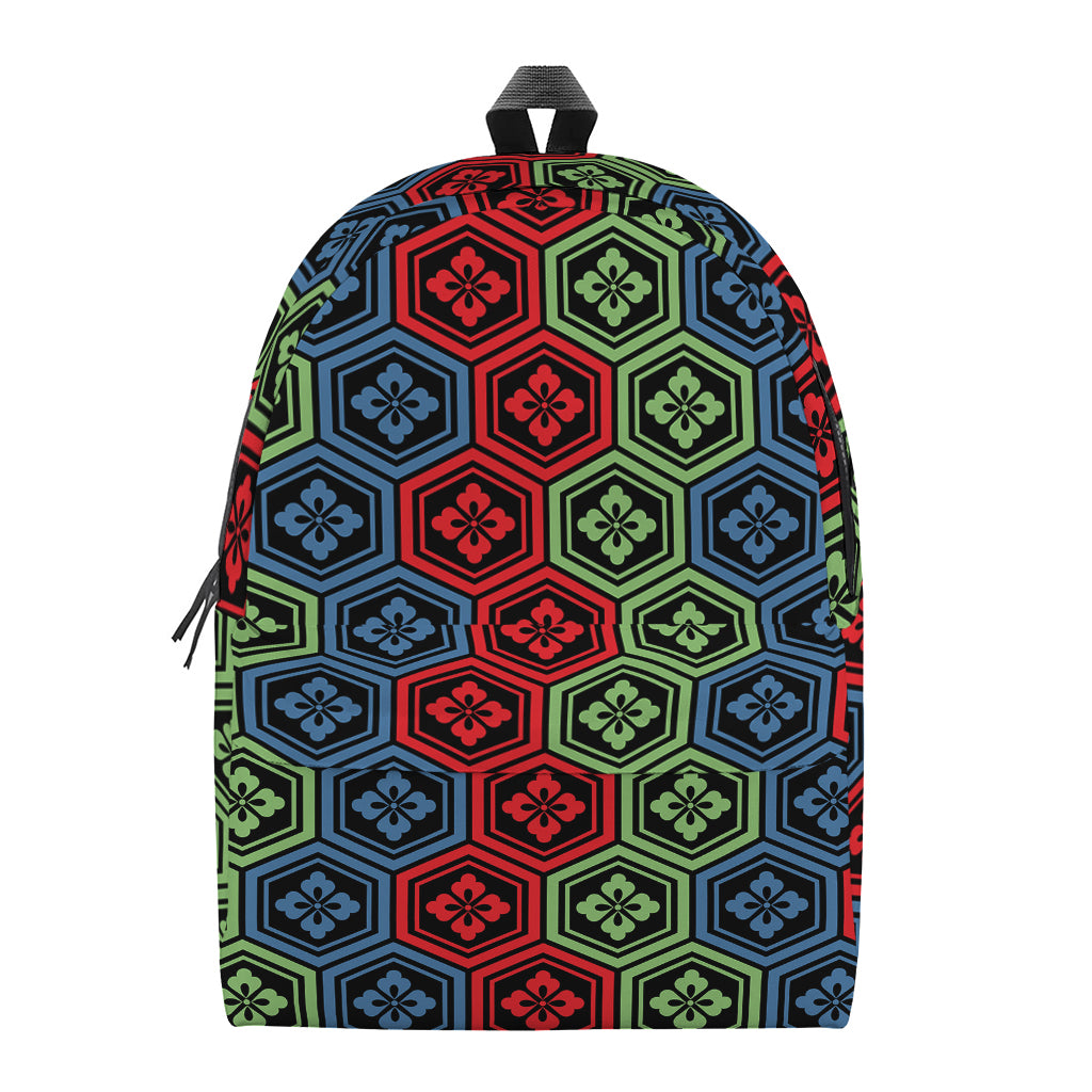 Colorful Japanese Flower Pattern Print Backpack