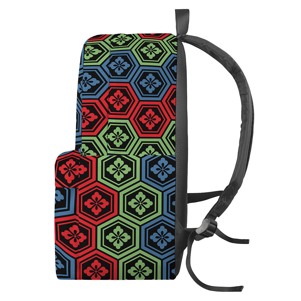 Colorful Japanese Flower Pattern Print Backpack